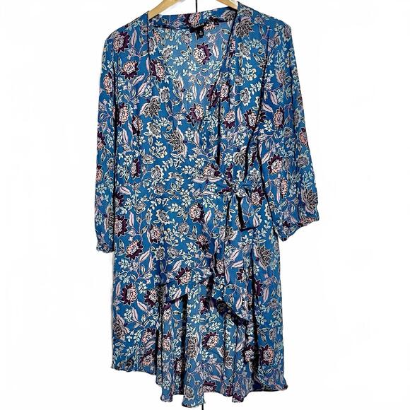 Torrid Women's Top Size 2 Georgette Midnight V-Neck Floral Wrap Tunic - Picture 1 of 4